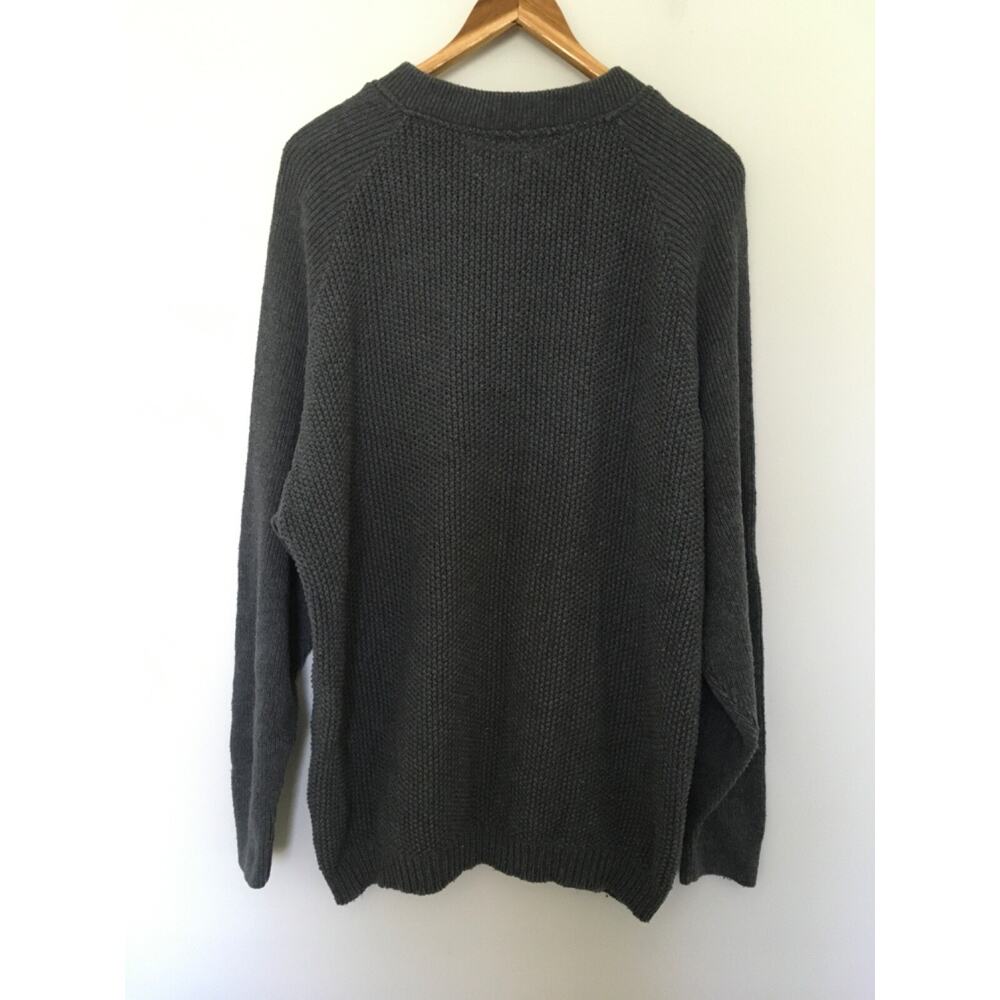 VTG LL Bean Knit Fisherman Henley Sweater Mens Sz L Gray BA50 Cotton Made In USA - Picture 5 of 13